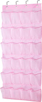 MISSLO Over The Door Shoe Organizer 24 Large Mesh Pockets (Pink)