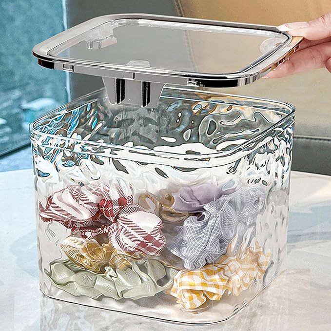 Chic Transparent Hair Accessory Organizer,Portable Flip-Top Hair Tie Organizer,Vanity Container (Gray,M)
