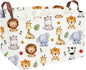 Rectangular Kids Storage Bins,Baby Baskets Organizer.Waterproof PE Coating Cute Basket with Handles.Woodland Nursery Decor,Toys Box,Books Basket, (Cute Animal)