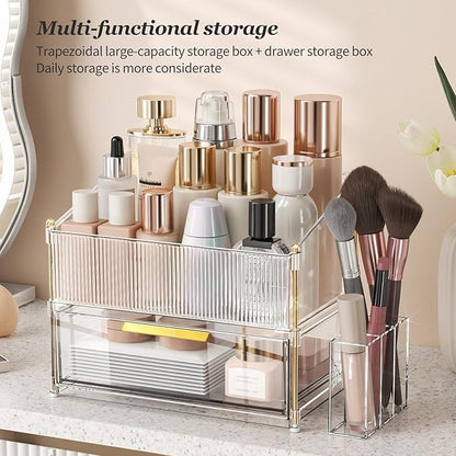 Modular Makeup Organizer, Clear Acrylic Cosmetic Storage Box with Drawer, Vanity Countertop Organizer for Makeup, Skincare and Beauty Accessories – Multiple Styles