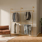 pamo Industrial Pipe Clothing Rack Gold - 794 lbs Capacity - Wall Mounted Clothes Rack and Walk In Closet for Wardrobe