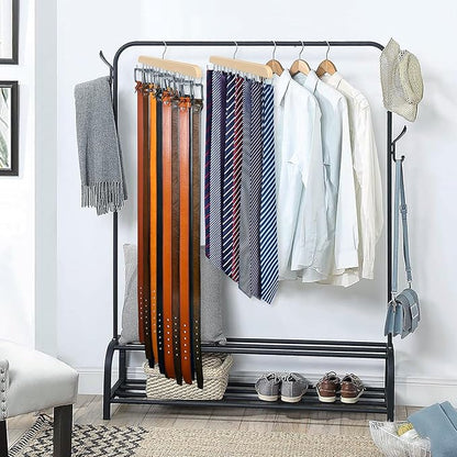 Belt Hanger for Closet Max 42 Belts, Sturdy Wood Belts Rack Closet Accessories with 14 Hooks Belt Organizer for Men Organizers and Storage -Wood 1 Pack