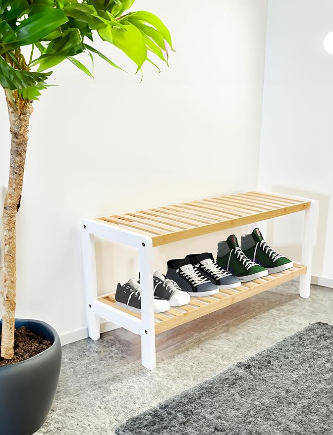 RoyalHouse Bamboo Shoe Rack, 2-Tier Shoe Organizer, Perfect Free Standing Shoe Rack for Living Room, Closet, Entryway, Bedroom