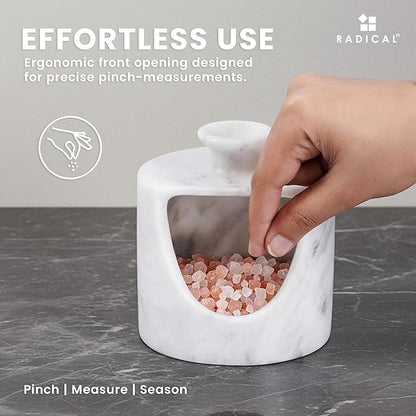 Radicaln Marble Salt Cellar 4.5" Inch White Handmade Salt Jar & Table Salt Storage For Kitchen Countertop, Ideal Pig Salt Container, Salts Dish & Sugar Bowl For Table