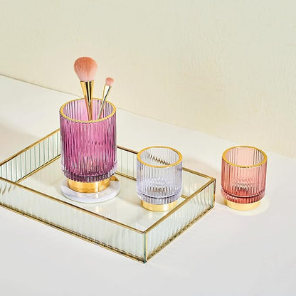 Makeup Brush Holder Organizer,Toothbrush Holders,Desk Pen Pencil Holder,Multifunctional Vintage Glass Brush Cup(A3-28-US)