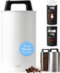 KIVY Vacuum Coffee Canister - Push Lid Preserves Coffee Aroma & Oil - Stainless Steel Airtight Coffee Canister - Container for Ground & Coffee Bean Storage - Storage Jar - Removes Excess Air