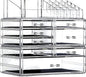 Cq acrylic 3 Pack Clear Make Up Organizer Countertop,Stackable 8 Drawers Makeup Storage,Cute Vanity Organizers for Dresser Hair Clip,Jewelry,Beauty Product Desk and Bathroom Organizers and Storage