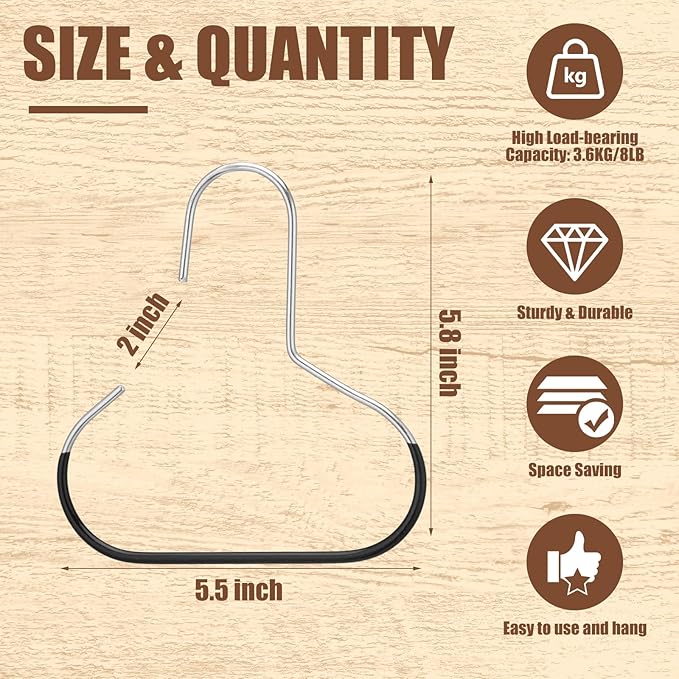 Zonon 12 Pcs Scarf Hangers for Closet Metal Belt Ring Hanger Scarf Organizer Storage Holders with Grip Coating for Ties Scarves Belts Tank Tops Hat Hooks (Black)