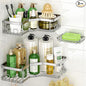 MAXIFFE 3 Pack X-Large Corner Shower Caddy with Soap Holder, Large Capacity and Easy Install, No Drilling Shower Shelves, Stainless Steel Shower Organizer Hold 40 LBS for Family Renters, Silver