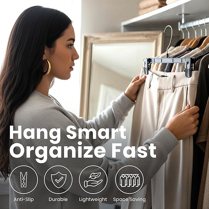 Utopia Home Skirt Hangers - 30 Pack Plastic Hangers with Clips and 360 Swivel Hook for Closet Use and Hanging Bottoms Such as Skirts Pants Jeans
