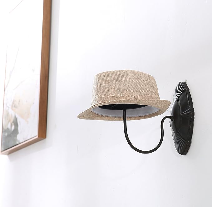 Owlgift Decorative Black Metal Vintage Style Wall Mounted Entryway Hat/Cap/Wig Hanger Display Rack