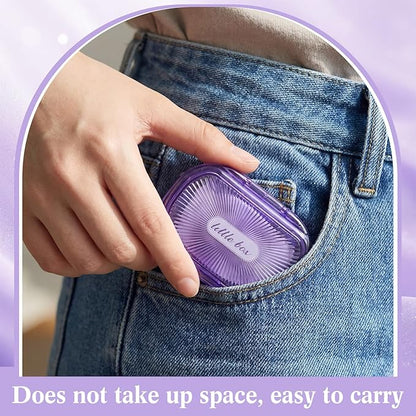 Kigley 4 Pcs Hair Tie Container Small Portable Travel Cotton Swab Holder Dispenser with Lid Plastic Box Storage Containers for Small Items, 3.94 x 2.76 Inch (Purple)