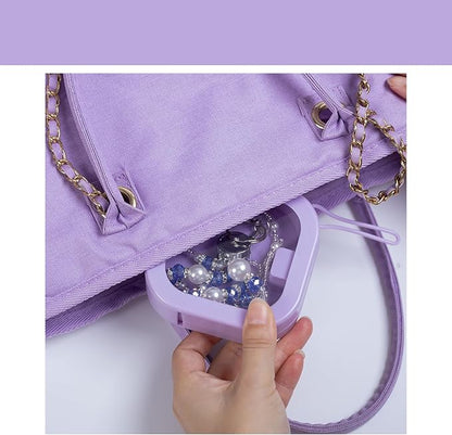 3 Pcs 3.74 * 3.74 * 1.18 in Purple Portable Hair Tie Organizer, Travel Hair Accessories Organizer Storage Boxes Portable Holder, Bathroom Cotton Swab Dispenser for Women/Mom