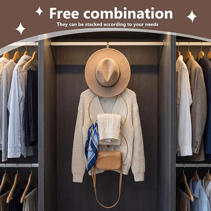 Yerliker 16 Pieces Hat Rack Wig Holder over The Door Baseball Hat Holder Wall Mounted Hanging Wig Organizer for Closet Display Storage Rack with 2 Hooks for Tie Scarf(Gold)