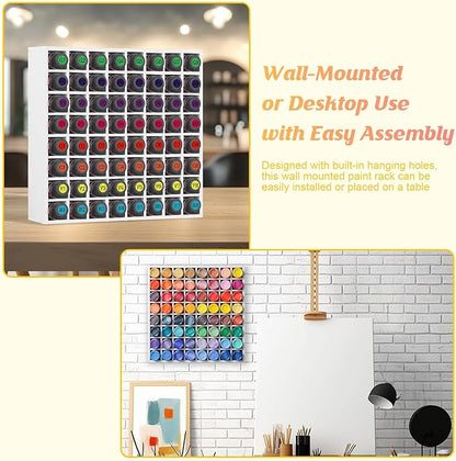 64 Grids Hair Color Organizer for 2oz Shades EQ Wall Mounted Hair Color Rack Stackable Hair Dye Holder Paint Bottle Rack Stand for Salon Decor Lumishine Igora Vibrance Deepshine Use (1, White)