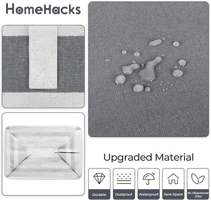 HomeHacks 2-Pack Large Laundry Basket, Waterproof, Freestanding Laundry Hamper, Collapsible Tall Clothes Hamper with Extended Handles for Clothes Toys in the Dorm and Family Gradient Grey, 88L