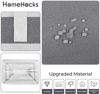 HomeHacks 2 Pack Large Laundry Baskets, Waterproof, Freestanding Laundry Hampers, Collapsible Clothes Hamper with Reinforced Handles in Laundry Room, College Dorm, Bathroom, Bedroom (Grey, 75Lx2)