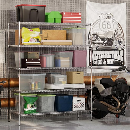 24" Deep x 60" Wide x 74" Height Wire Shelving Kit | 5-Tier | NSF Commercial Storage Rack Unit