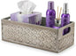 Creative Scents Dublin Silver Bathroom Decor Box Toilet Paper Holder Storage Basket - Decorative Toilet Tank Topper Bathroom Storage Organizer - Bathroom Sink Organizer Countertop Container