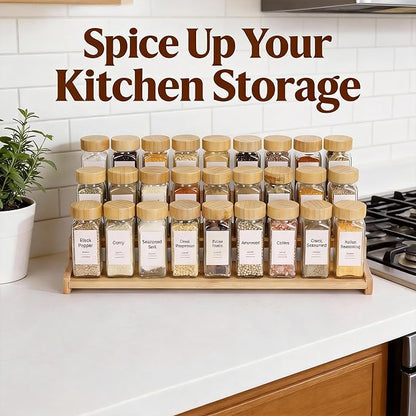 Bamboo Spice Rack，3-Tier Spice Rack Organizer for Cabinet or Pantry (Bamboo, L)