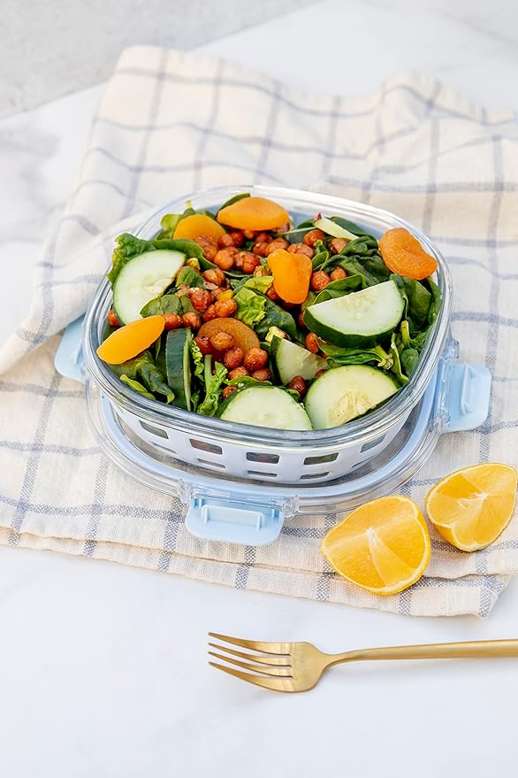Ello Duraglass Meal Prep Container- Glass Food Storage Container with Silicone Sleeve and Airtight BPA-Free Plastic Lid, Dishwasher, Microwave, and Freezer Safe