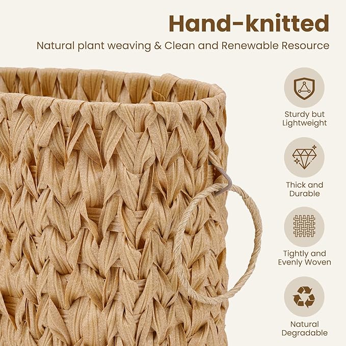 Toilet Paper Storage Wicker Paper Basket Bathroom Organizer Toilet Paper Holder Stand for 6 Mage Rolls Wicker Basket for Bathroom Accessories
