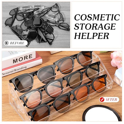 Jetec 2 Pcs Acrylic Card Display Stand Versatile Display for Trading Cards Greeting Card Sunglasses Organizer Nail Polish Holder Essential Oils Cosmetic Cases Eyewear Rack(3 Tiers Style)