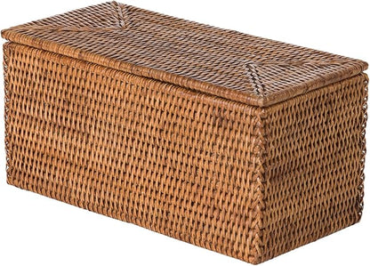 KOUBOO La Jolla Rattan Box, Toilet Roll Storage, Storage Boxes, Rattan Basket Decorative Boxes, Storage Container, Rectangular, Honey - Brown