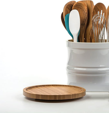 RSVP International Tool Crock Turntable Lazy Susan, Bamboo, 8.25" | Handy in Cabinets or on Counters | Rotating Base with Sturdy Lip | Organize Spices & Small Bottles
