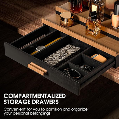 Sephyroth Cologne Organizer 5 Tier of Elegant Bamboo Perfume Organizer for Men with Hidden Storage and Practical Drawer, Perfect for Cologne Display & Gift (5T-BlackWalnut)