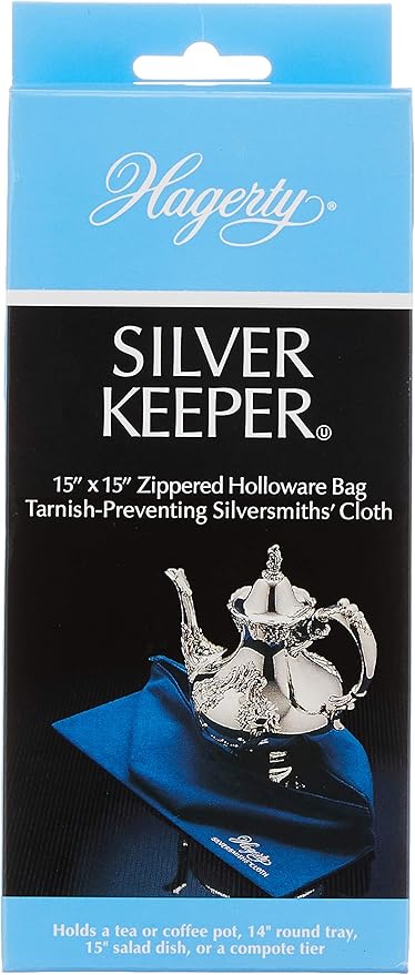 Hagerty Silver Keeper Holloware Bag, Silver Storage Anti Tarnish Storage Bag for Silver Flatware, Made in USA, Kosher Certified, 15" x 15"