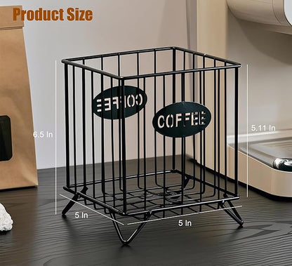 Coffee Pod Holders for Counter, K-Cup Holder, Metal Coffee Pod Basket, Espresso Pods Organizer, Coffee Station Accessories (Black)