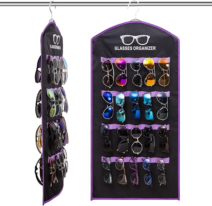 TRIUMPH VISION Hanging Sunglasses Organizers Eyeglasses Holder Stand, 40 Slots Eyeglass Case Eyewear Wall Organizer Multiple Eyeglasses Storage Sunglass Wall Mount Glasses Case Foldable Travel
