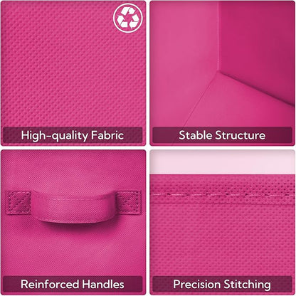 GRANNY SAYS Pink Gradient Cube Storage Bins, 11 Inch Cube Storage Organizer, Fabric Collapsible Storage Bins with Handle, Storage Cubes for Shelves, Closet, 6-Pack