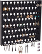 Angelynn's Wall Mounted Earring Holder Organizer Display for Small and Medium Women Post Stud Dangle Pierced Earrings, Hanging Closet Jewelry Storage Rack, Sariea Black 12"x12"