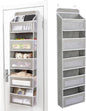 Over The Door Storage Organizer - 5 Shelf Hanging Organizer with 10 Side Pockets, 48 lbs Load Capacity (Anti-Tilt, Clear Windows & Hooks) for Bathroom, Bedroom, Kitchen,Nursery (Grey, 1 Pack)