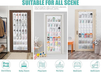 Tiblue Over The Door Shoe Organizer 35 Mesh Pockets Hanging Shoe Organizer Shoe Rack For Door Closet Entryway Bedroom Pantry Organizer - Shoe Holder Hanger For Sneakers, Women High Heeled Shoes White