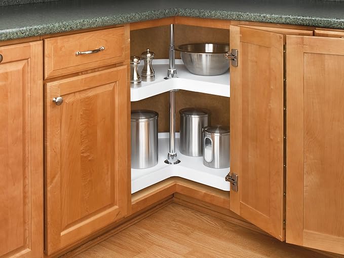 REV-A-SHELF Polymer Kidney-Shaped 1-Shelf Lazy Susan Shelf for Corner Base Cabinets (No Post Included)