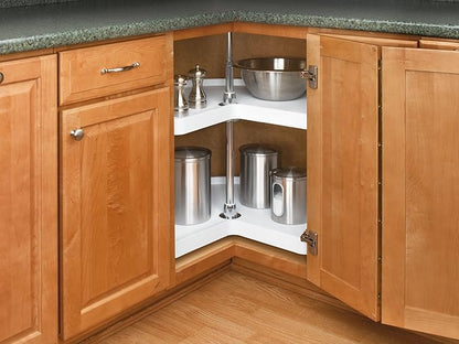 REV-A-SHELF Polymer Kidney-Shaped 1-Shelf Lazy Susan Shelf for Corner Base Cabinets (No Post Included)