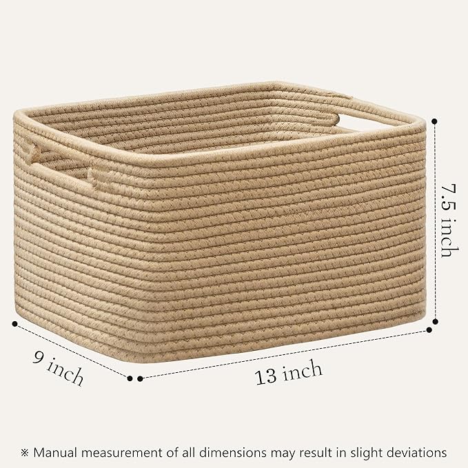 UBBCARE 4 Pack Storage Baskets for Shelves, Baskets for Organizing, Cube Shelf Storage Bin with Handles, Woven Storage Basket, 13"L x 9"W x 7.5"H, Brown