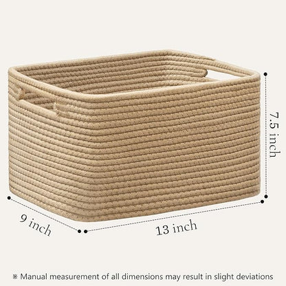 UBBCARE 4 Pack Storage Baskets for Shelves, Baskets for Organizing, Cube Shelf Storage Bin with Handles, Woven Storage Basket, 13"L x 9"W x 7.5"H, Brown