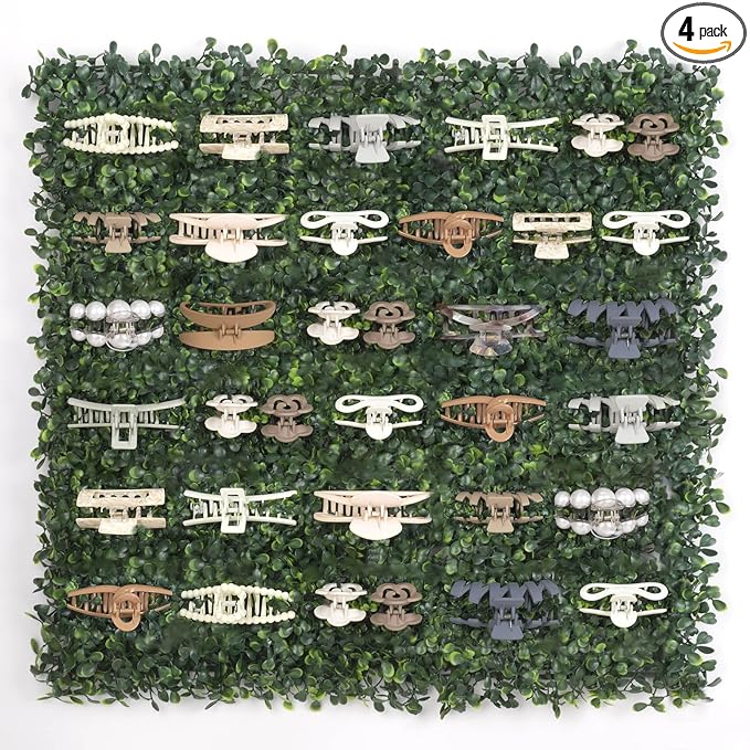 SNOWSTAR Green Grass Claw Clip Organizer Holder, 20x20 inch Hair Clip Stand for Women and Girls, Wall Decor Display