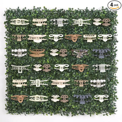 SNOWSTAR Green Grass Claw Clip Organizer Holder, 20x20 inch Hair Clip Stand for Women and Girls, Wall Decor Display
