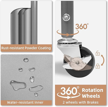 STORAGE MANIAC 120 Liters Vertical Rolling Laundry Hamper, 3 Section Laundry Sorter with Wheels and 2 Breaks, 3-tier Laundry Baskets for Small Space, Dorm, Laundry Room, Closet, Bathroom, Gray 3-tier