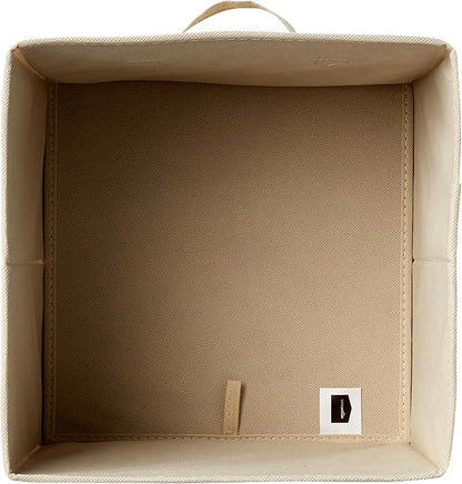 Amazon Basics Collapsible Fabric Storage Cube Bins Organizer with Handles for Organization and Organizing Solution, 13"x13"x13", Beige, 6-Pack