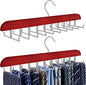 Tie Rack Hanger for Closet, 2 in 1 Belt Tie Hangers with 20 Folding Hooks, 360 Degree Rotating Wooden Tie Holder Organizer for Men Ties Belts Scarves Tank Tops Accessories, Walnut (2 Pack)