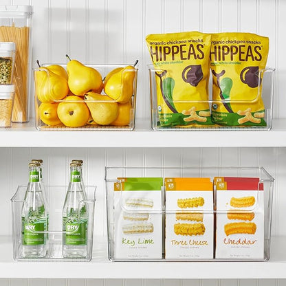 mDesign Large Modern Plastic Open Front Dip Storage Organizer Bin Basket for Kitchen Organization - Shelf, Cupboard, Cabinet, and Pantry Organizing Decor - Ligne Collection - Clear