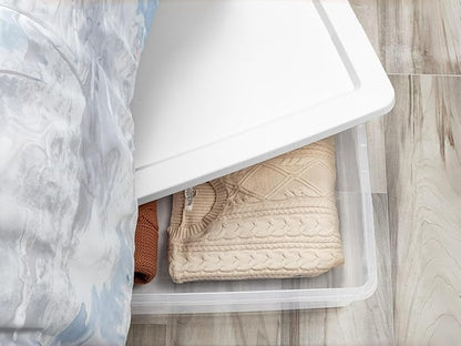 2-Pack 41 Quart Plastic Storage Bins with Lids, Clear Deep Stackable Containers, Space-Saving Organizers for Closet, Bedroom, Under Bed, and Home Storage