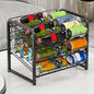 YOXIER Beverage Organizer Shelf Storage Rack Automatic Rolling 2 Tiers Large Capacity Beer Soda Holder Fridge Organizer Refrigerator Dispenser Black Dual Layer
