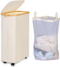 Laundry Basket with Wheels, 75L Beige Clothes Hamper for Laundry, Laundry Hamper with Lid and Inner Bag, for Laundry Room, Bedroom, Dormitory Storage,Beige